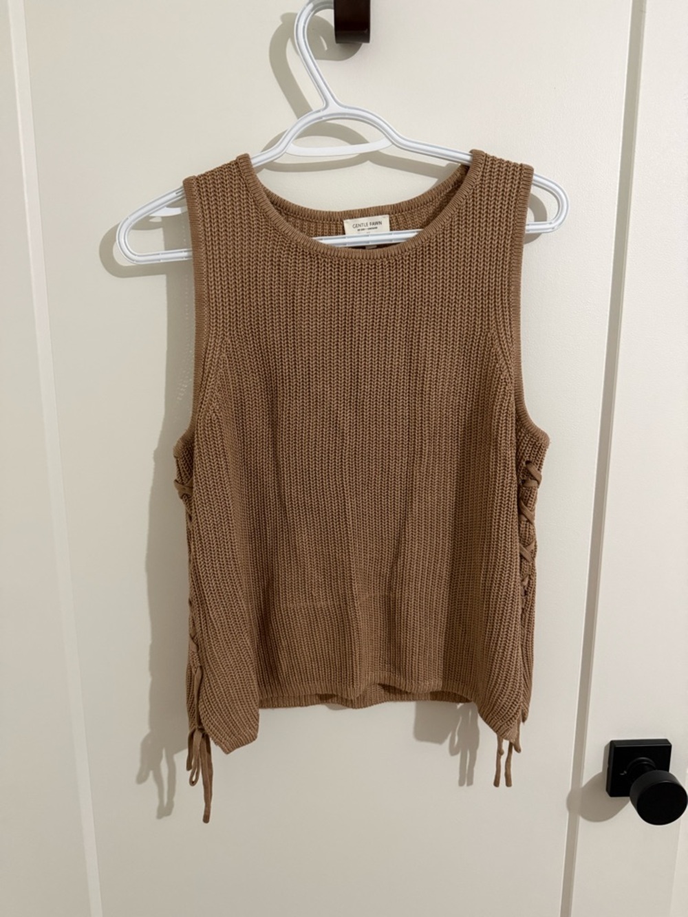 Gentle Fawn Brown Knit Lace-Up Side Tank